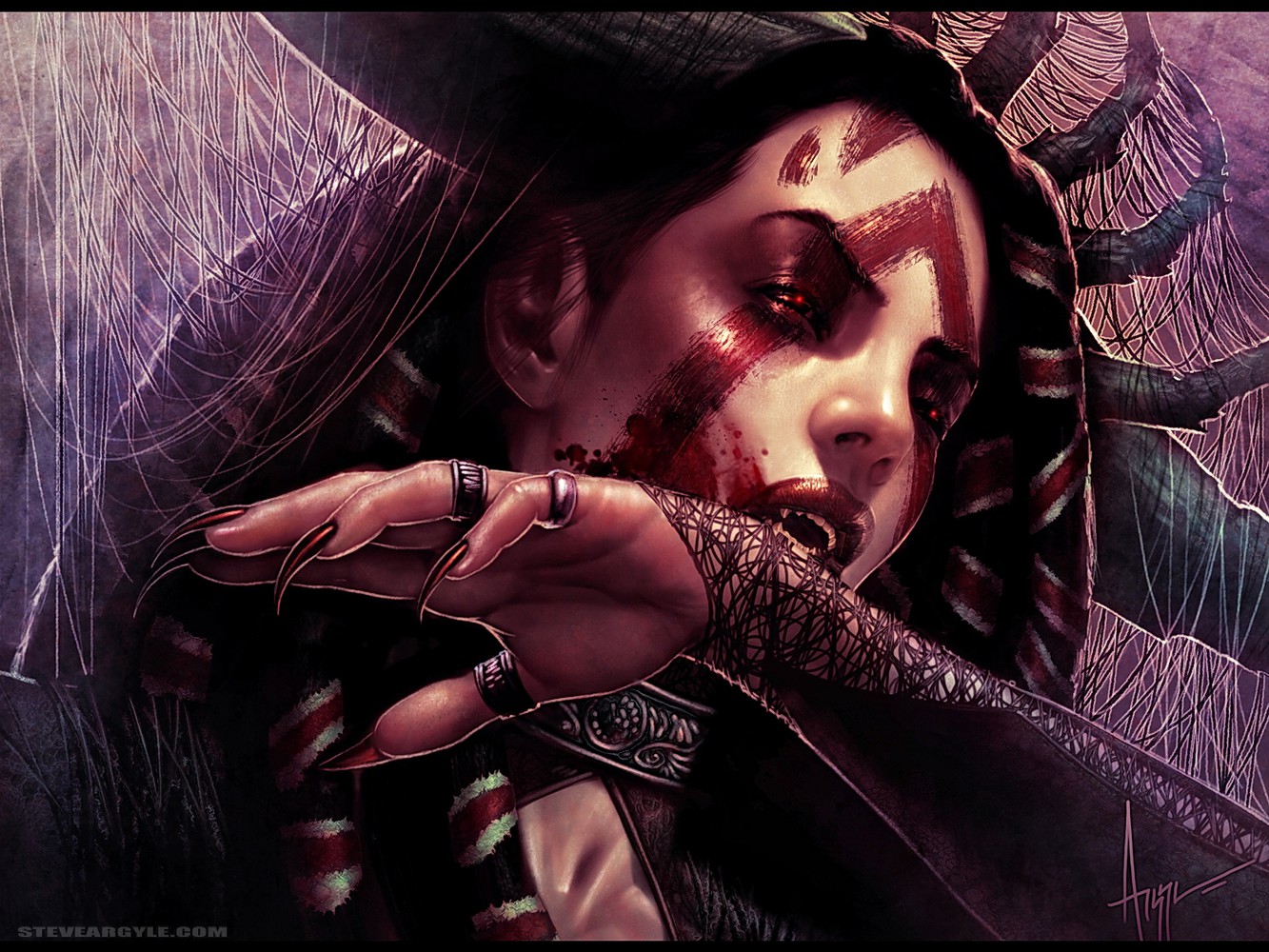 картинка девушка вампир с кровью