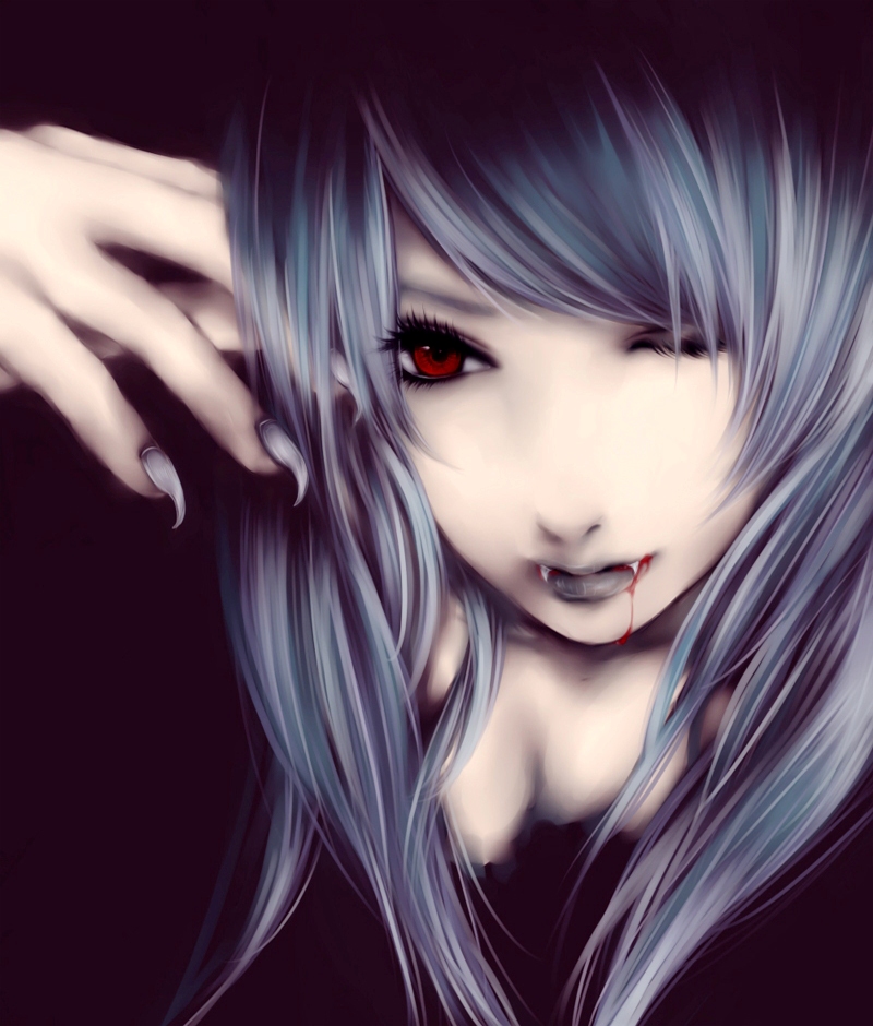 девушка вампир с красными глазами
